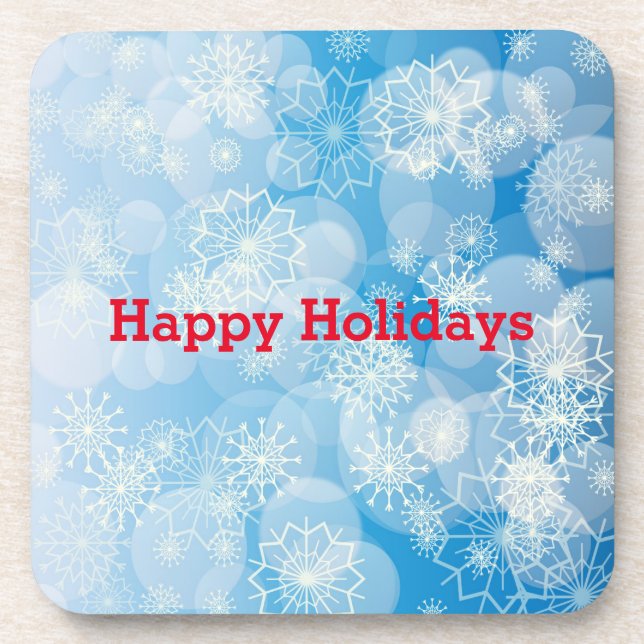 Snowflake background beverage coaster (Front)