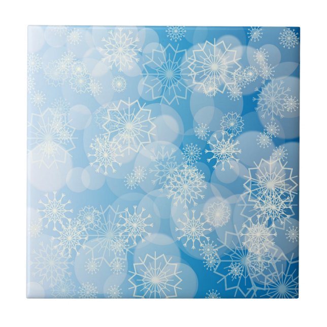 Snowflake background ceramic tile (Front)