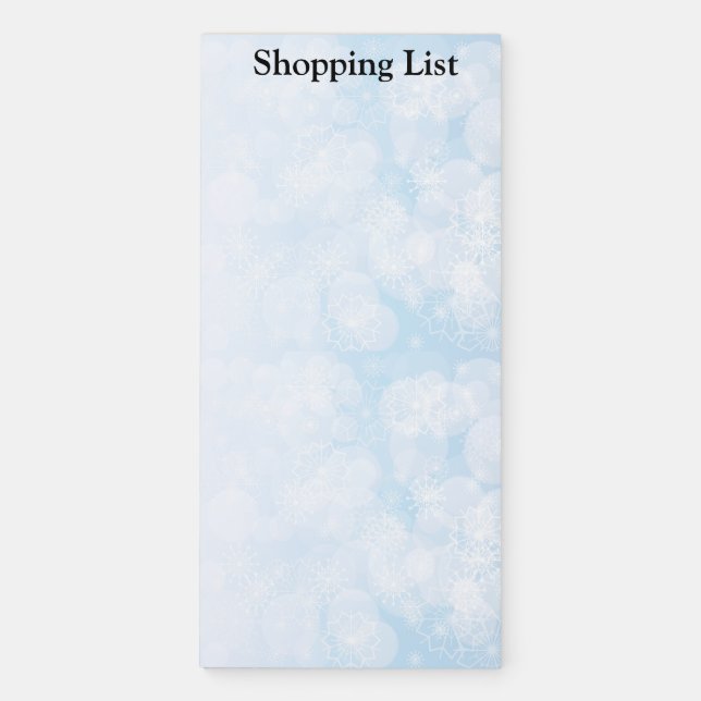 Snowflake background magnetic notepad (Front)