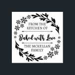 Snowflake Baked With Love Winter Christmas Cookies Rubber Stamp<br><div class="desc">Baked with love rubber stamp with a snowflake wreath for your Christmas baking or winter baking. Add your family name or business name or name.</div>