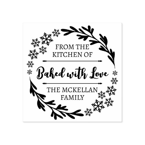 Snowflake Baked With Love Winter Christmas Cookies Rubber Stamp