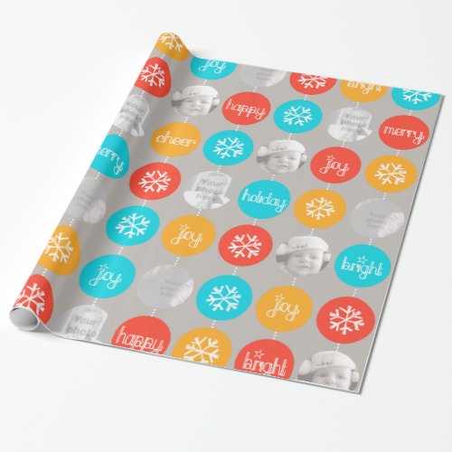 Snowflake Bauble pattern Christmas family photo Wrapping Paper