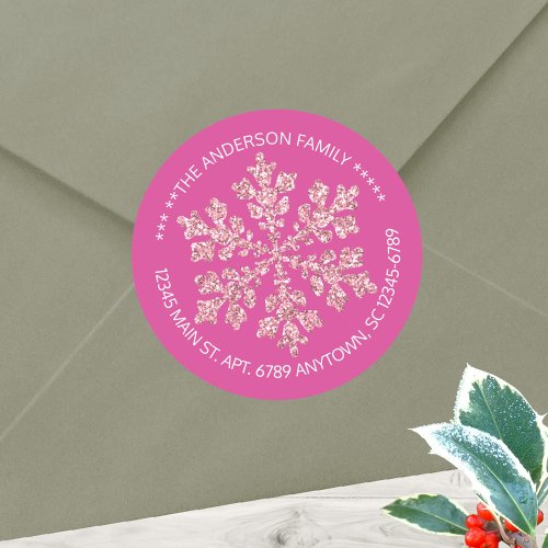 Snowflake Berry Bling Chic Rustic Personalized Classic Round Sticker