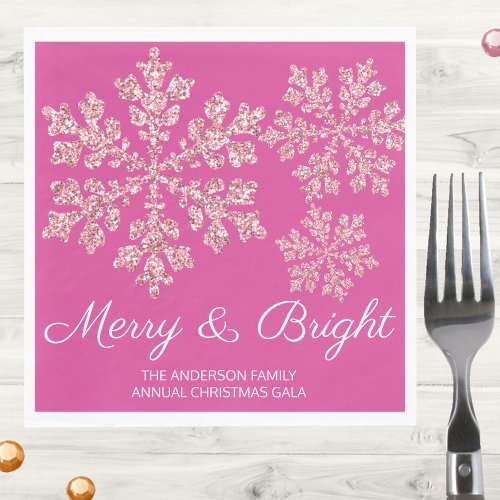 Snowflake Berry Bling Minimal Christmas Party Napkins