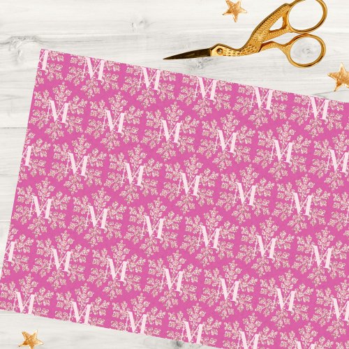 Snowflake Berry Bling Rustic Pattern Monogram Tissue Paper