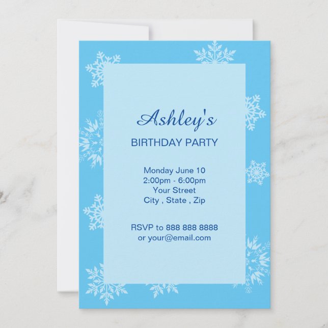 Snowflake Birthday Invitation (Front)