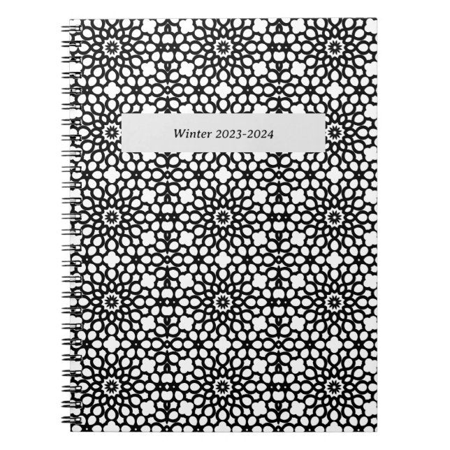 Snowflake Black and White design Notebook (Front)