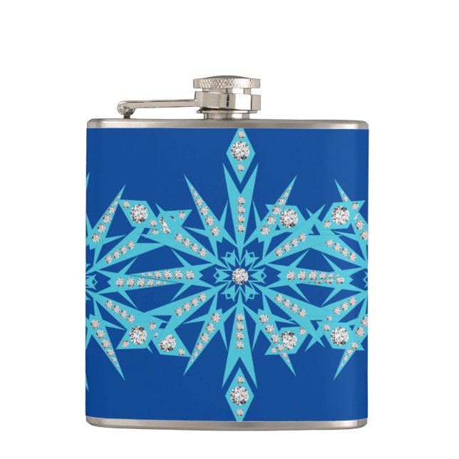 Snowflake Bling Hip Flask (Front)