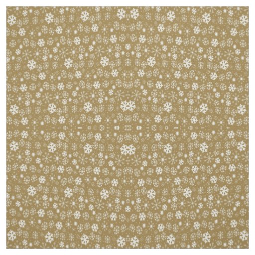 Snowflake Blizzard With Golden Background Fabric