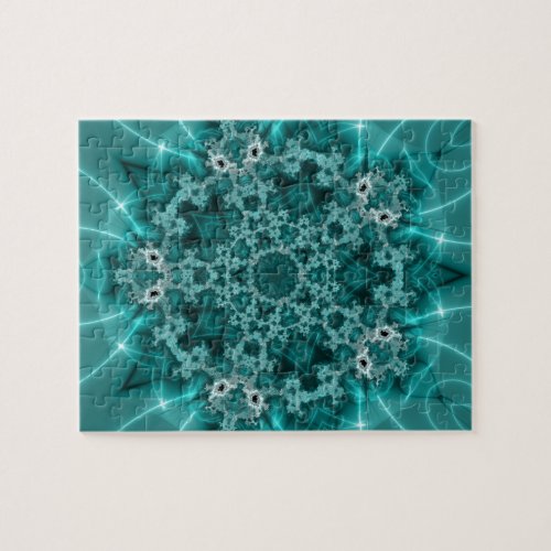 Snowflake  Blue and White Fractal Art Jigsaw Puzzle
