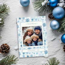 Snowflake Blue and White Watercolor Family Photo