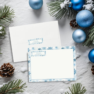 Snowflake Blue and White Watercolor Return Address Label