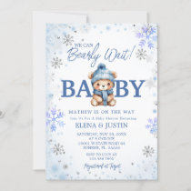 Snowflake Blue Bear Bearly Wait Baby Shower  Invitation