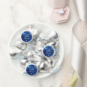 Snowflake Blue Bokeh Winter Bridal Shower Hershey®'s Kisses®