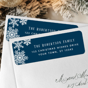 Snowflake Blue Christmas Holiday Return Address Label