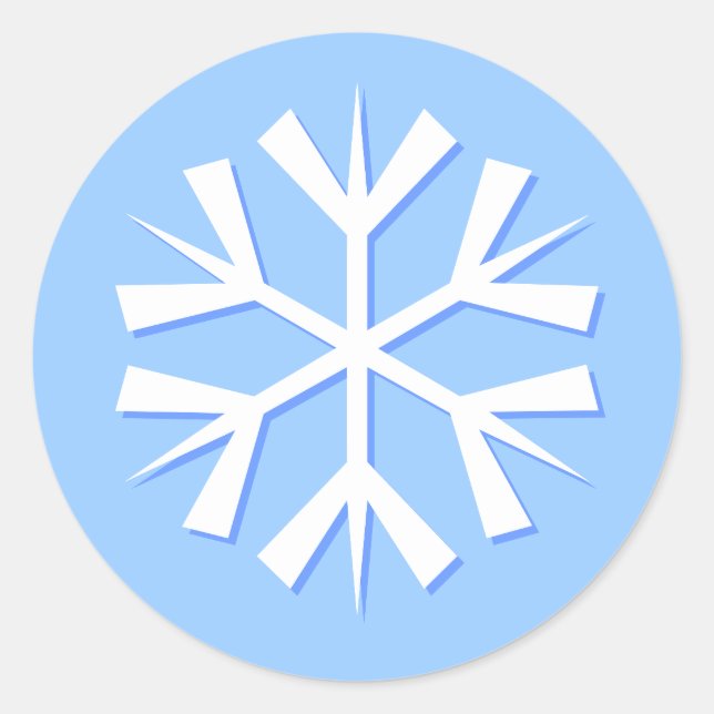Snowflake, Blue Classic Round Sticker (Front)