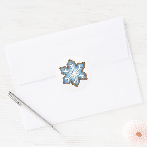 Snowflake Blue Cookie Winter Hanukkah Christmas Classic Round Sticker