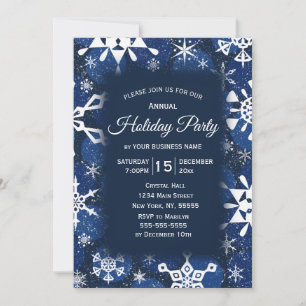 Snowflake Blue Corporate Holiday Party Invitation
