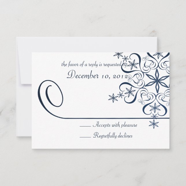 Snowflake Blue Elegance Response Card (Front)