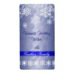 Snowflake Blue Foil Diamond Holiday Wine Label at Zazzle