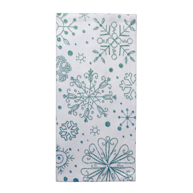 Snowflake Blue Glitter Pattern Cloth Napkin | Zazzle