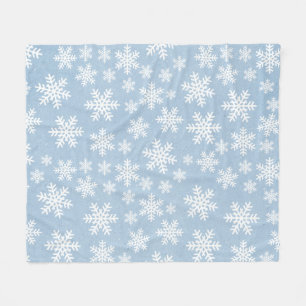 Snowflake Blue Holiday Winter Snow Pattern  Fleece Blanket
