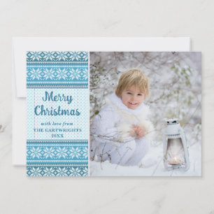 Snowflake Blue Knit Sweater Photo Custom Greeting Holiday Card