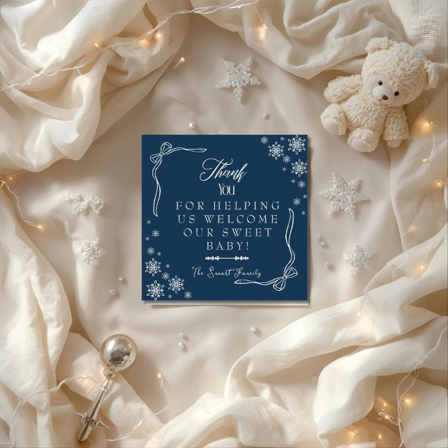 Snowflake Blue  Labor & Delivery NICU Hospital   Thank You Card (Snowflake Blue Labor & Delivery NICU Hospital Thank You Card)