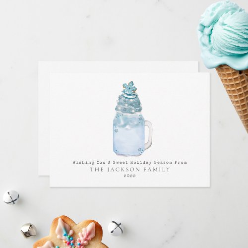 Snowflake Blue Milkshake Sweet Holiday Card