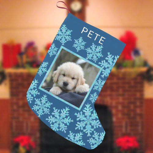 Snowflake Blue Opal Fun Kids Or Pets Photo Small Christmas Stocking