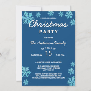 Snowflake Blue Opal Simple Cute Christmas Party