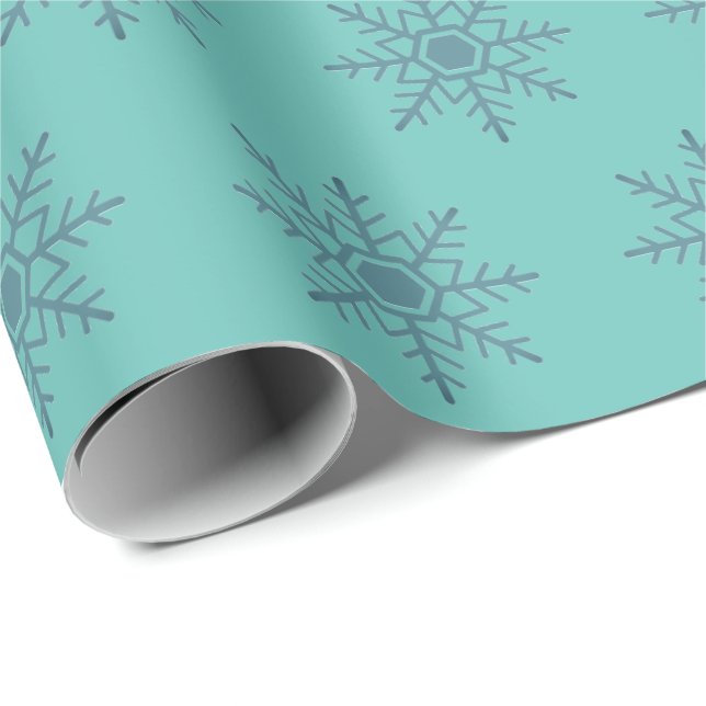 Snowflake Blue Pattern Motif Winter Wrapping Paper (Roll Corner)