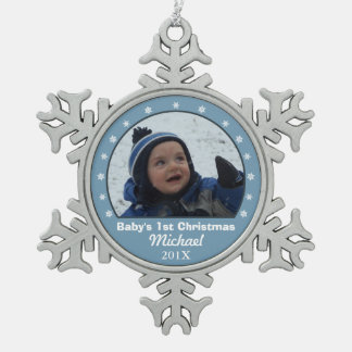 Snowflake Blue Photo Ornament