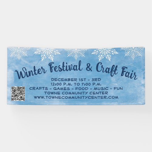 Snowflake Blue QR Code Craft Winter Festival  Banner