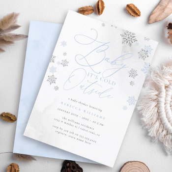 Snowflake Blue & Silver Glitter Winter Baby Shower Invitation by Eugene_Designs at Zazzle