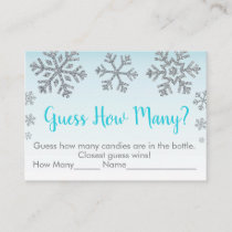 Snowflake Blue & Silver Guess How Many Shower Game Place Card