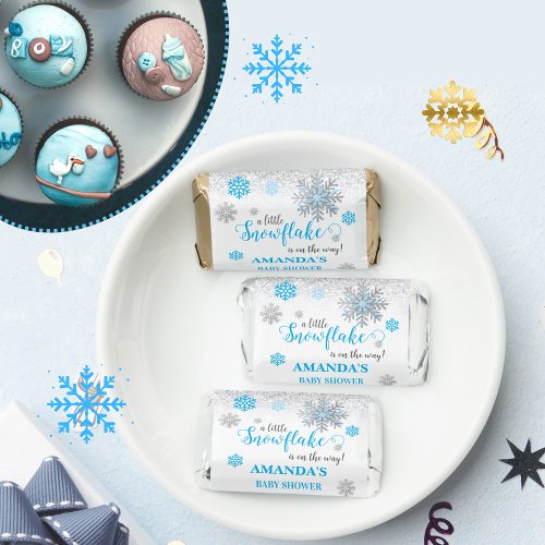 Snowflake Blue Silver Winter Baby Shower Candy 