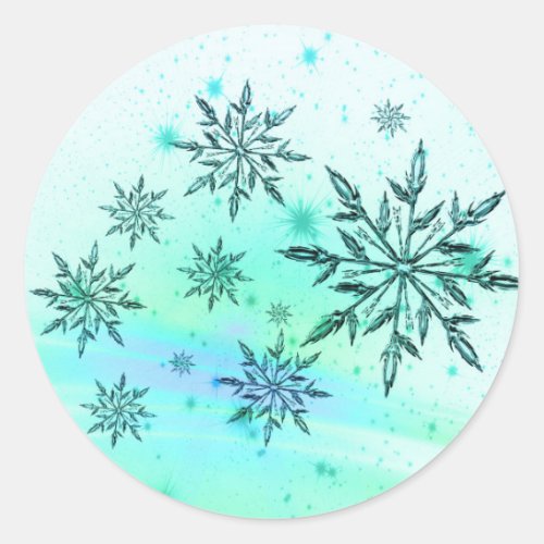 Snowflake blue teal green swirl sticker