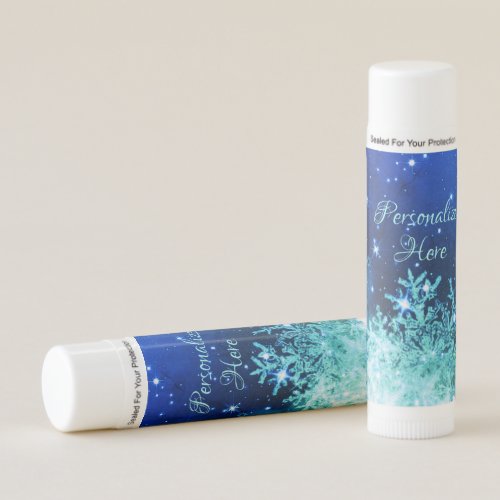 Snowflake blue white sparkle lip balm