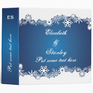 Snowflake blue white winter wedding binder