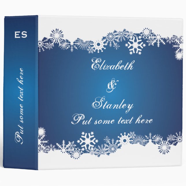 Snowflake blue white winter wedding binder (Front/Spine)