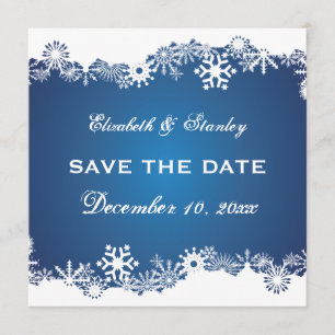 Snowflake blue white winter wedding Save the Date