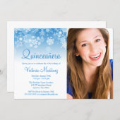 Snowflake Blue White Winter Wonderland Quinceanera Invitation (Front/Back)
