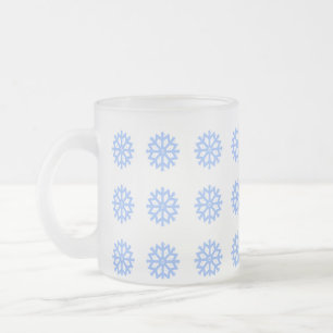 Snowflake Blue Winter Festive Pattern Frosted Glass Coffee Mug