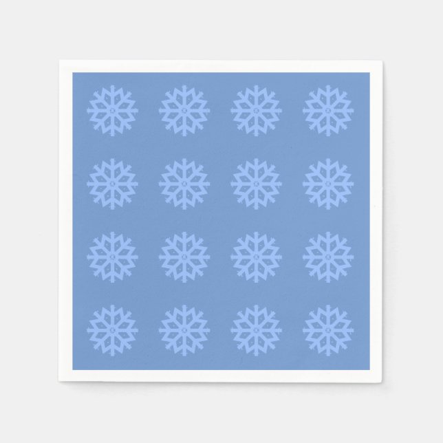 Snowflake Blue Winter Festive Pattern   Napkins (Front)