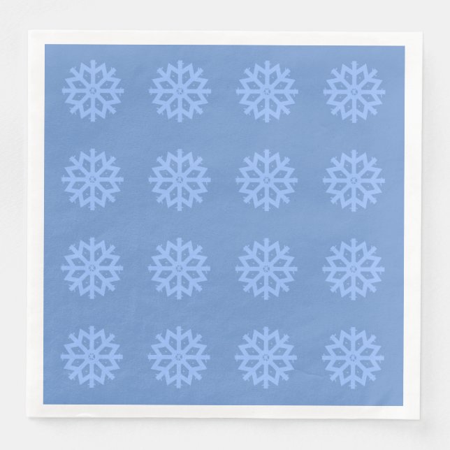  Snowflake Blue Winter Festive Pattern  Paper Dinner Napkins (Front)