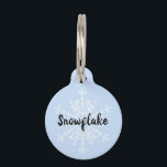 Snowflake blue winter name pet ID tag<br><div class="desc">Snowflake blue winter name</div>
