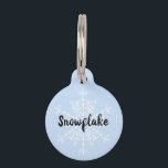 Snowflake blue winter name pet ID tag<br><div class="desc">Snowflake blue winter name</div>