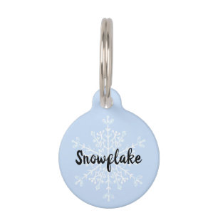 Snowflake blue winter name pet ID tag