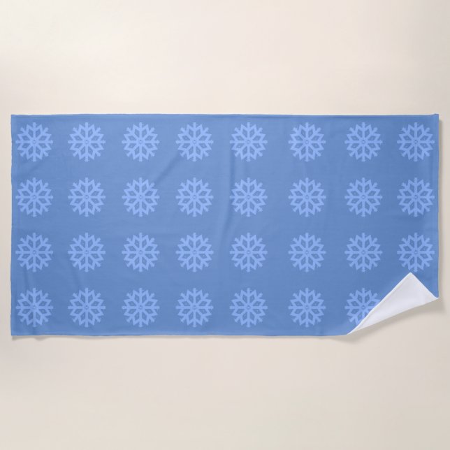  Snowflake Blue Winter Pattern   Beach Towel (Front)